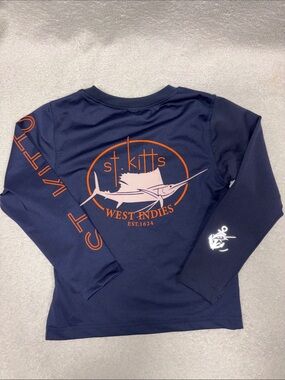 Sea life nwt Side Stitch Navy Long-Sleeve Kids Rashguard Orange fishGraphic 2-4
